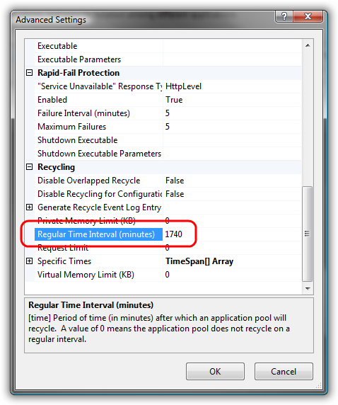 Disable recycling in IIS 7? Use AppCmd – Cloud Notes